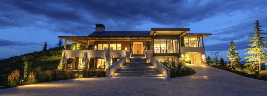 Landscape Lighting Install with path lights, wall lights, and Uplights